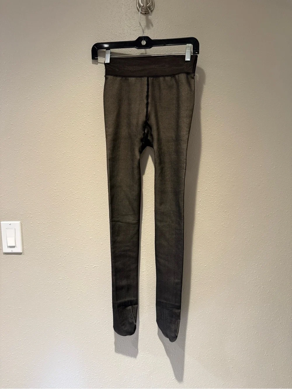 Set of 2 High-Waisted Black Thermal Fleece Lined Tights Leggings Size Small
